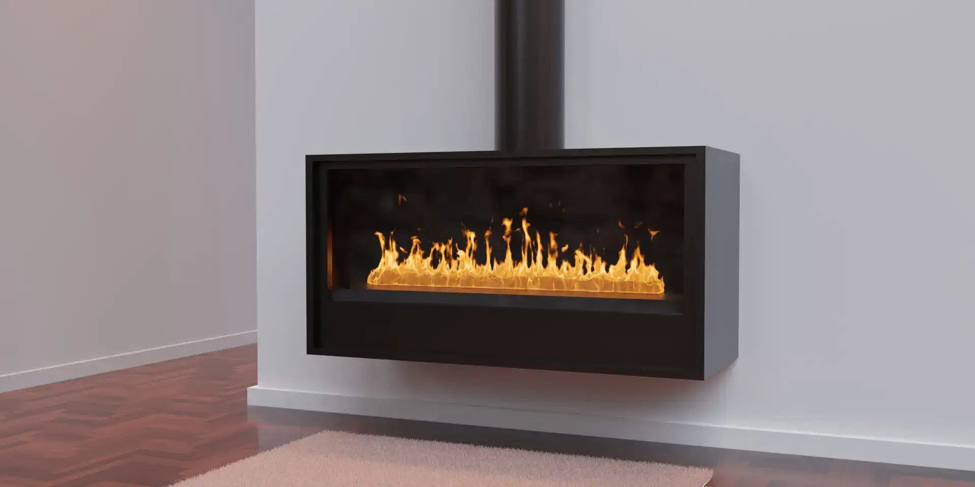 Modern gas fireplace insert glowing in a Santa Barbara living room