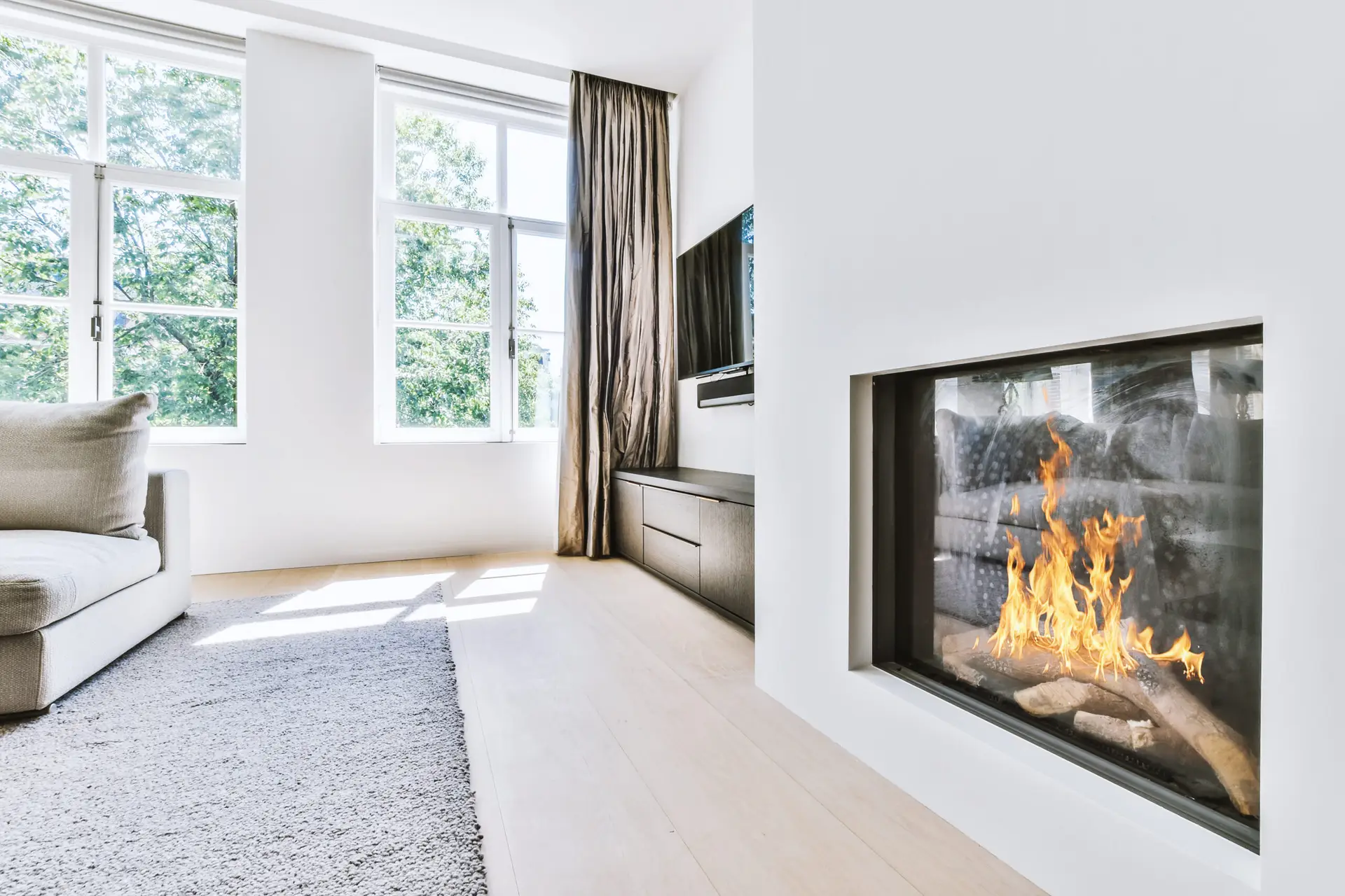 Cozy Santa Barbara living room with a fireplace